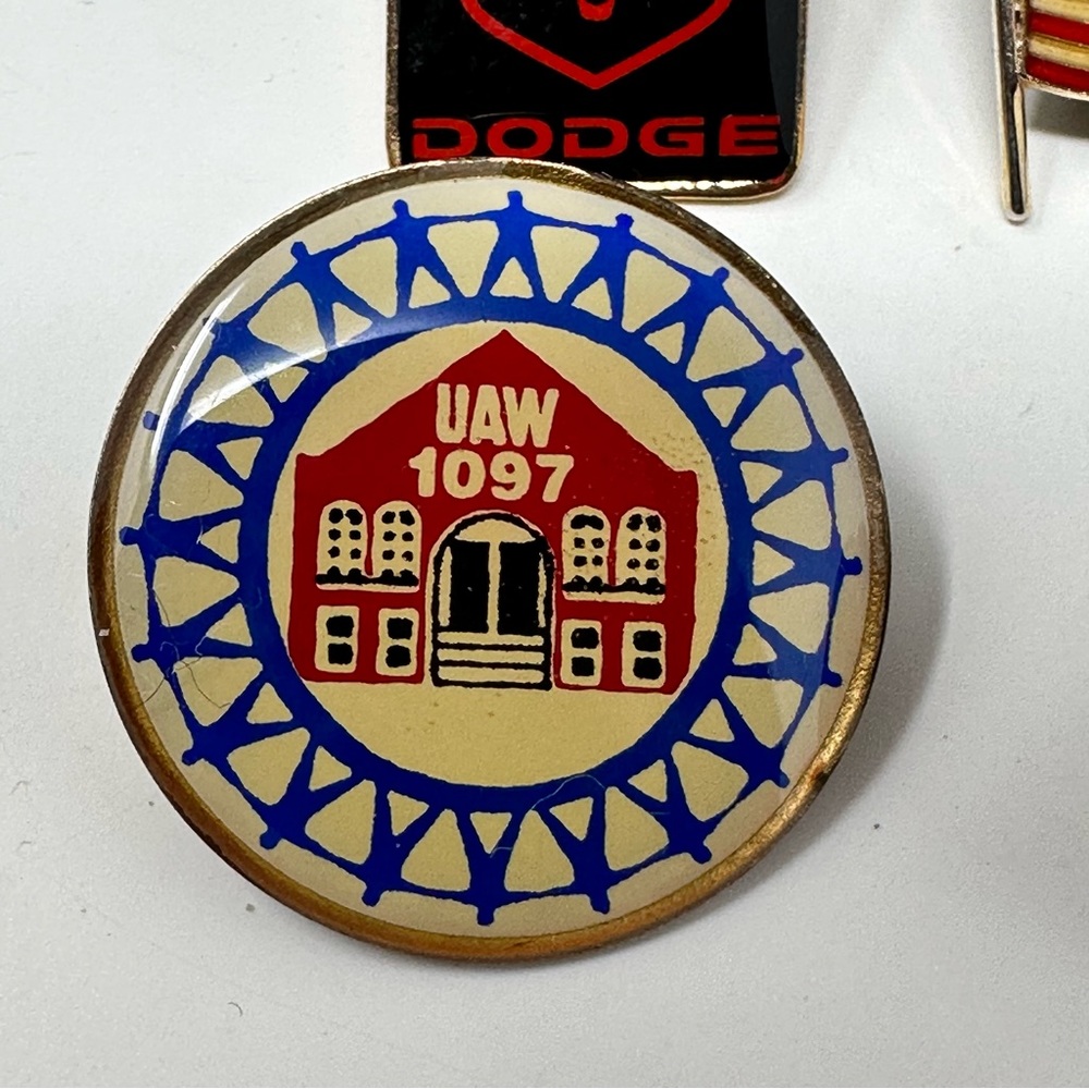 Vintage GM General Motors Tie Tac, American Flag, Team Dodge and UAW Pins - Picture 2 of 7